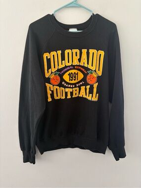 Colorado Buffaloes XL 1991 Orange Bowl Black Crewneck Sweatshirt 90s Vintage